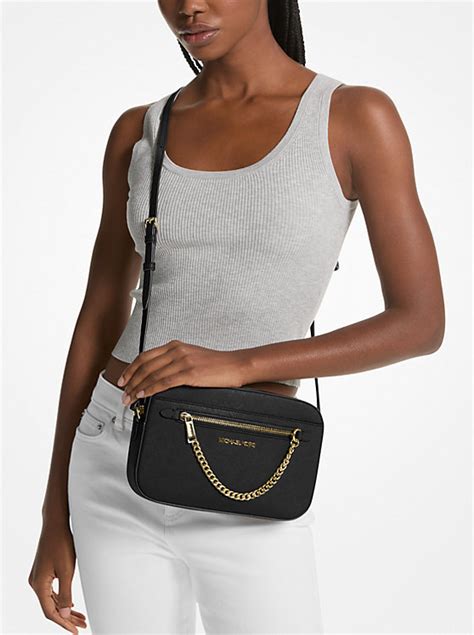 michael kors jet set medium saffiano leather crossbody|mk jet set saffiano crossbody.